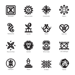 Modern Pack of African Adinkra Signs Solid Icons 

