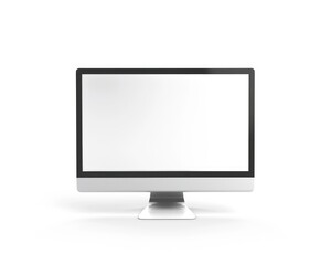 Fototapeta premium Apple Desktop. White Blank Screen Monitor Isolated on Metallic Background