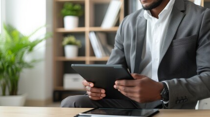 The businessman using a tablet