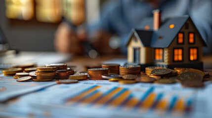 Obraz premium A financial planning and advisory services through, a businessman's office meeting with clients, discussions about mortgages, investments, and tailored financial strategies for wealth accumulation.