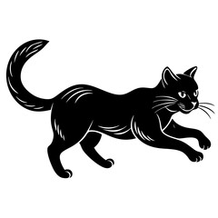 cat is running vector silhouette illustration