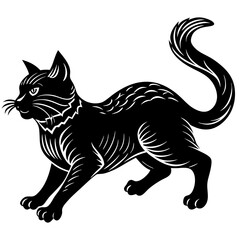 cat is running vector silhouette illustration