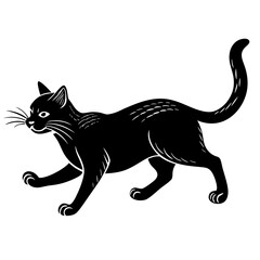 cat is running vector silhouette illustration