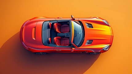 car top view isolated on orange