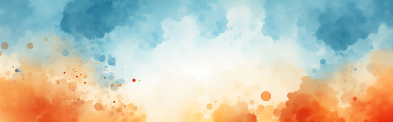 A soft transition of blue and orange hues in a watercolor sky. Abstract watercolor painting with a soft gradient from cool blue to warm orange