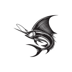 Swordfish Vector Silhouette - Swordfish Illustration - Fish Vector