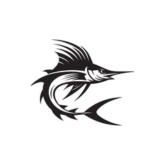 Swordfish Vector Silhouette - Swordfish Illustration - Fish Vector