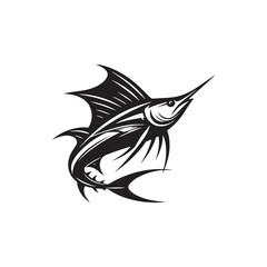 Swordfish Vector Silhouette - Swordfish Illustration - Fish Vector