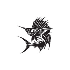 Swordfish Vector Silhouette - Swordfish Illustration - Fish Vector