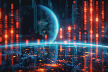 Fototapeta premium futuristic IMF report analyzing the correlation between events and global market fluctuations