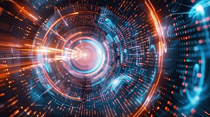 Obraz premium Binary code swirling in digital vortex