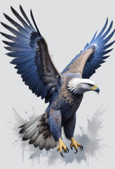 Fototapeta premium A-majestic-blue-and-gray-eagle-with open wings