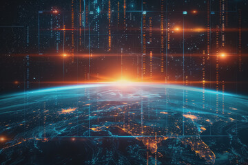 Fototapeta premium futuristic IMF report analyzing the correlation between events and global market fluctuations