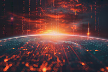Fototapeta premium futuristic IMF report analyzing the correlation between events and global market fluctuations