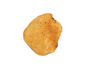 Organic potato chip from above isolated on white
