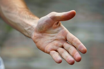 Fototapeta premium Man Offering Handshake. Businessman Achievement in Adult Agreements