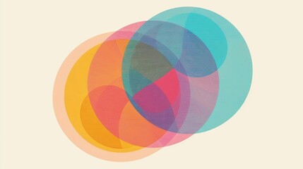Obraz premium Circles Overlapping. Venn Diagram with Two Overlapping Circles in Bright Pastel Colors