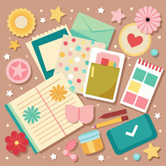 scrapbooking paper and stickers for memory albums, books elements elegant backgrounds, pick scrapbooking paper, choose matching stickers, design memory album pages