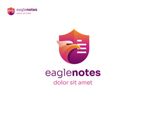 Abstract creative eagle notes shield logo