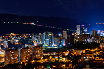 Obraz premium Tbilisi, Georgia. Cityscape Skyline In Night.