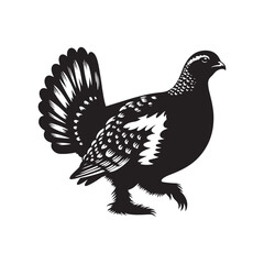 Willow Ptarmigan Silhouette - Willow Ptarmigan Illustration - Ptarmigan Vector.