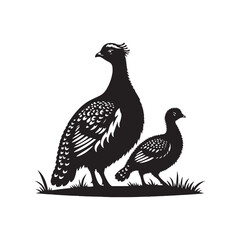 Willow Ptarmigan Silhouette - Willow Ptarmigan Illustration - Ptarmigan Vector.