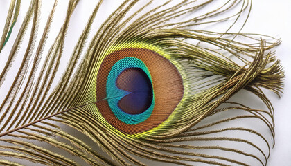 A Detailed Closeup of a Vibrant Peacock Feather With Its Eye Spot