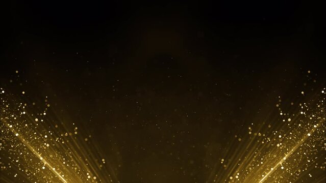 Golden frame border particles gold bokeh event awards trailer titles cinematic concert openers luxury presentation background loop