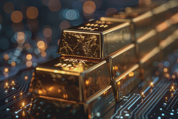 Gold bars stack on rate product life cycle stages with graphical data.
