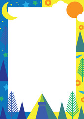 キャンプの1日のイラストのフレーム