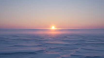 serene sunset over a vast frozen landscape