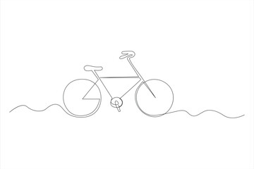 Continuous one line bicycle outline vector art illustration © MdOmar