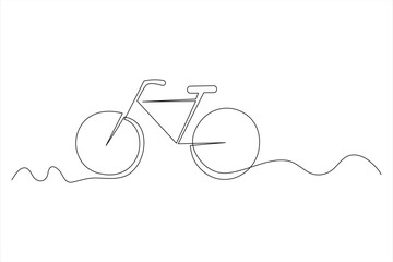 Continuous one line bicycle outline on a white background vector art illustration