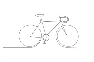 Continuous one line bicycle outline on a white background vector art illustration