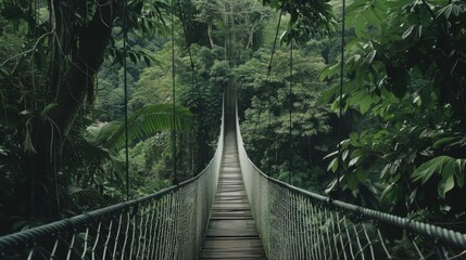 Obraz premium Jungle Bridge - A Path Through Verdant Foliage