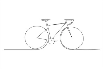 Continuous one line bicycle outline on a white background vector art illustration