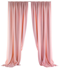 Pink Silk Curtains. Interior Design Template. Front View. Ai Generative