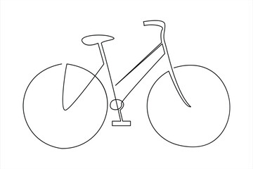 Continuous one line bicycle outline vector art illustration © MdOmar