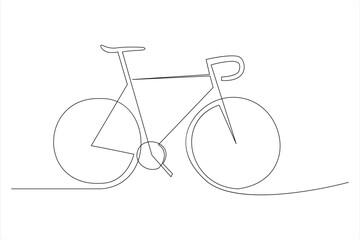 Continuous one line bicycle outline vector art illustration