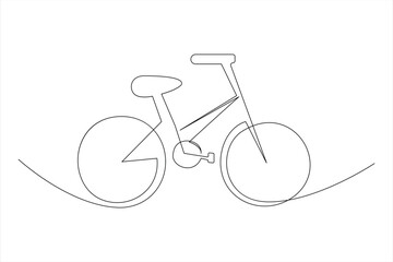 Continuous one line bicycle outline vector art illustration © MdOmar