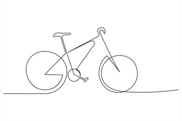 Continuous one line bicycle outline vector art illustration © MdOmar