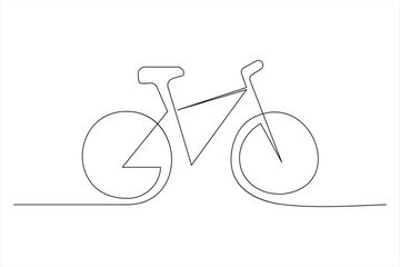 Continuous one line bicycle outline vector art illustration © MdOmar