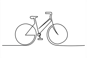 Continuous one line bicycle outline vector art illustration © MdOmar