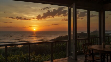 Fototapeta premium The nostalgia of watching the sunset from a childhood hideout ai_generated