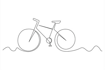 Continuous one line bicycle outline vector art illustration © MdOmar