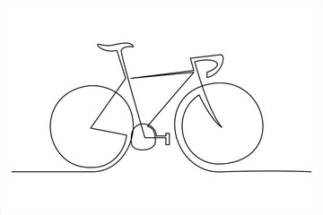 Continuous one line bicycle outline vector art illustration © MdOmar