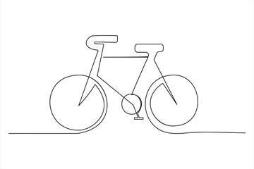 Continuous one line bicycle outline vector art illustration © MdOmar