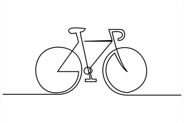 Continuous one line bicycle outline vector art illustration © MdOmar