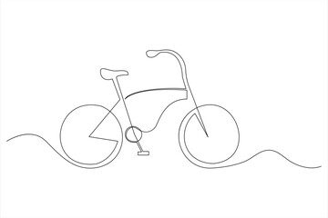 Continuous one line bicycle outline vector art illustration © MdOmar