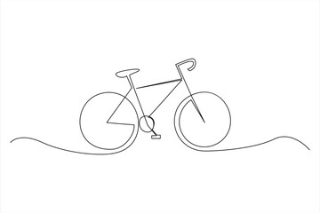 Continuous one line bicycle outline vector art illustration © MdOmar